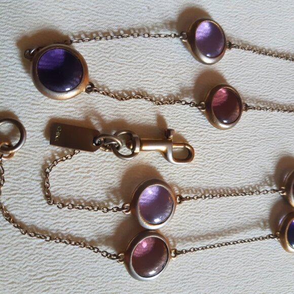 Rare Coach Medallion 44 Inch Logo & Multi-colour Glass Vintage Necklace - Picture 5 of 12